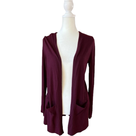 Aeropostale Tops - Aeropostale Burgundy Ribbed Cardigan Open Front Medium